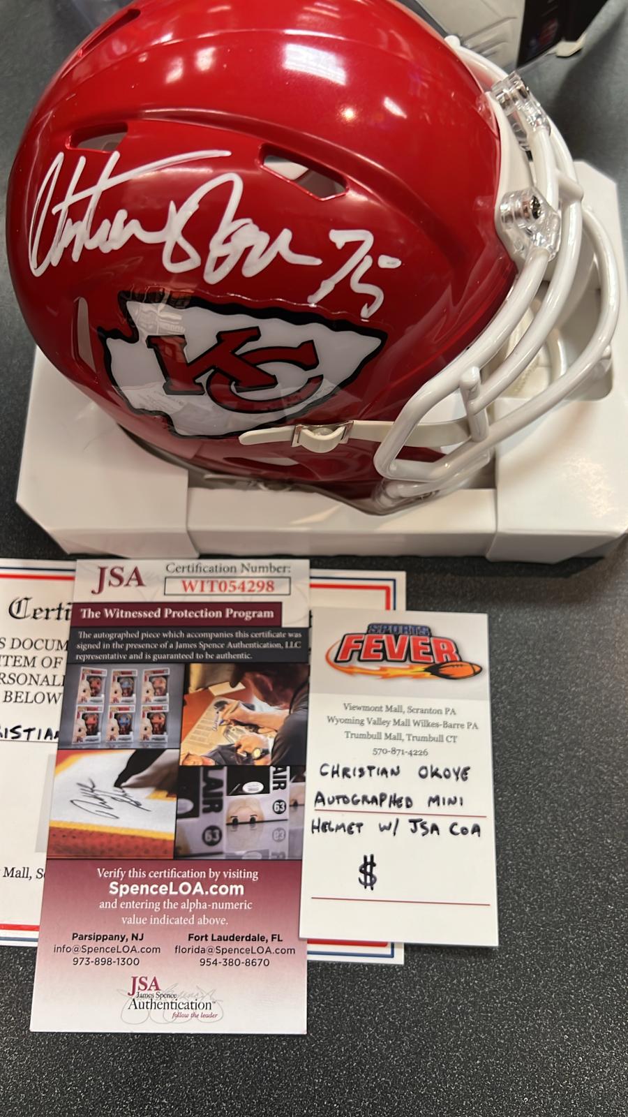 Christian Okoye Autographed Kansas City Chiefs Mini Helmet product image 1