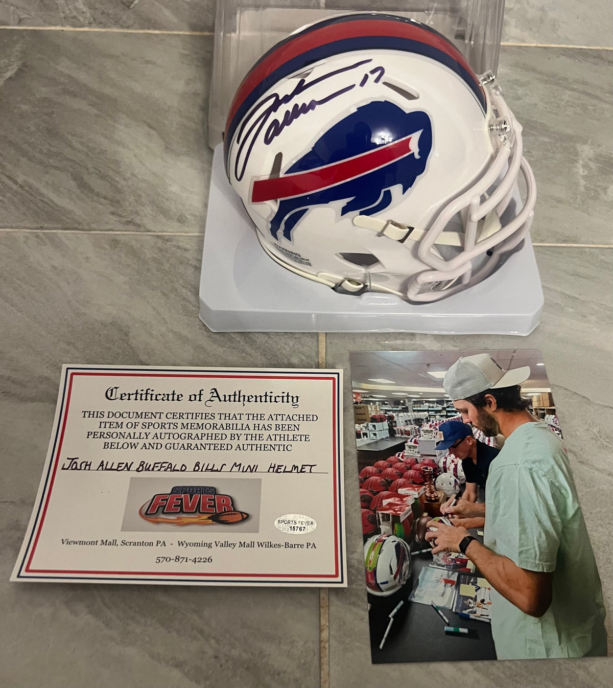 Josh Allen Autographed Buffalo Bills Mini Helmet with COA & product image 1
