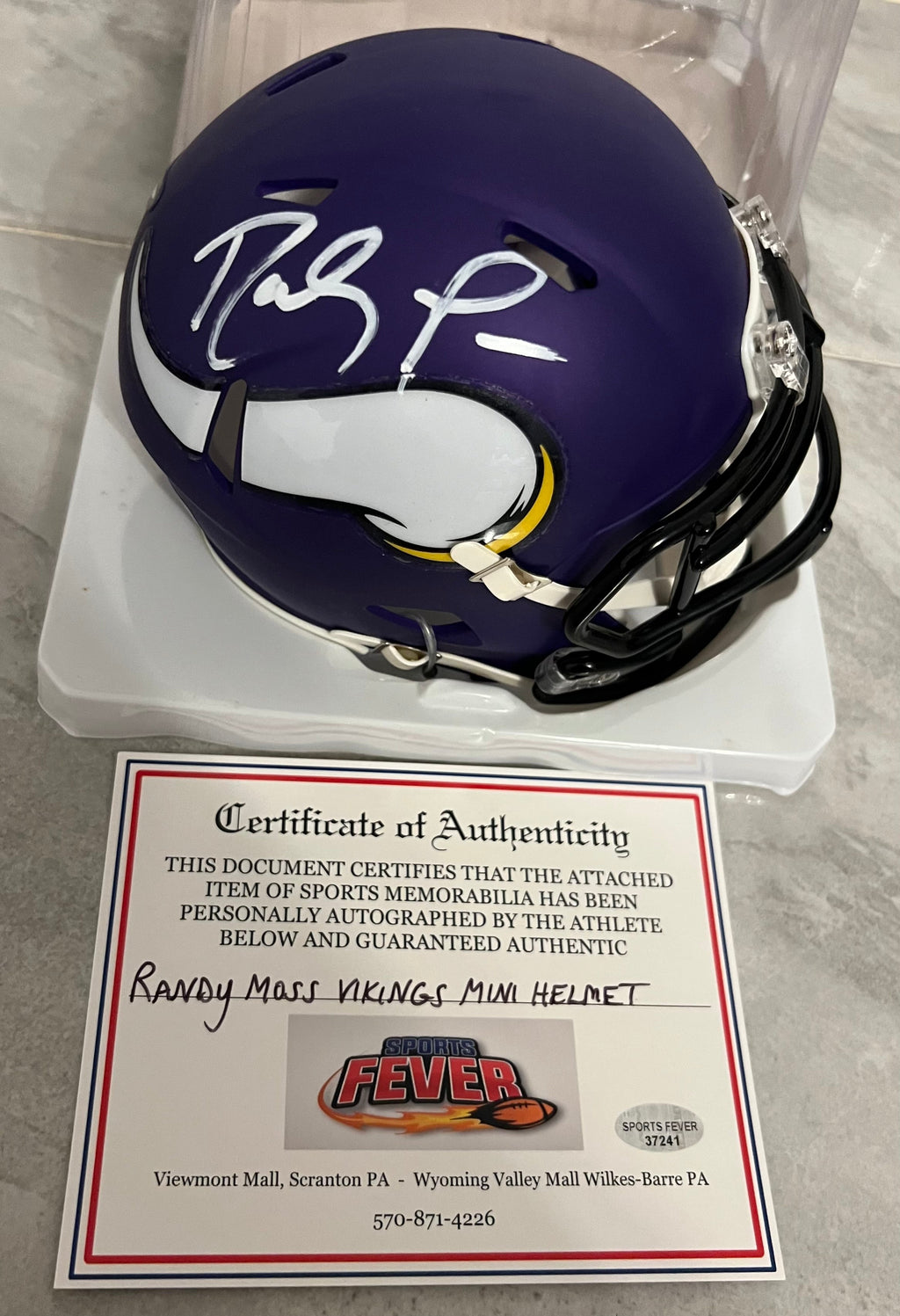 Randy Moss Autographed Minnesota Vikings Mini Helmet with product image 1