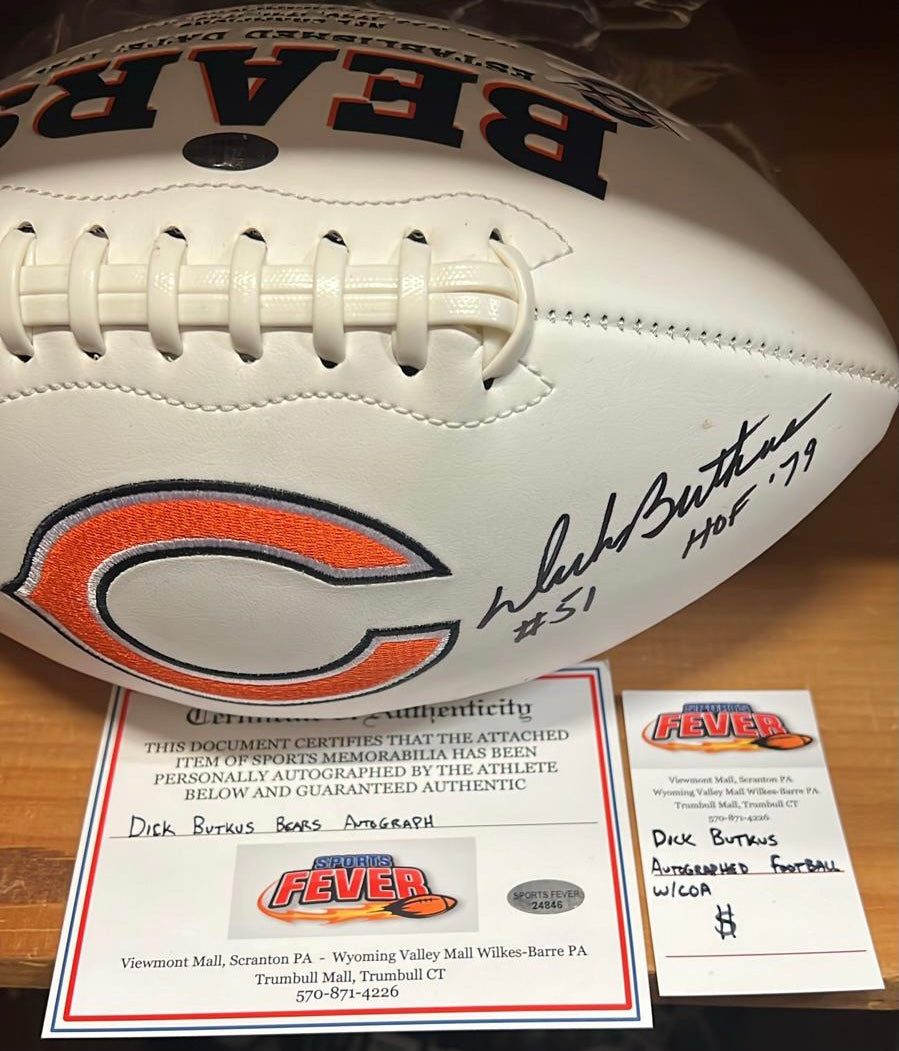 Dick Butkus Autographed Chicago Bears Football with COA product image 1