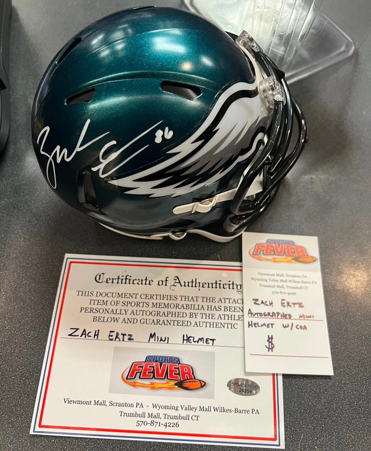 Zach Ertz Autographed Philadelphia Eagles Mini Helmet with product image 1