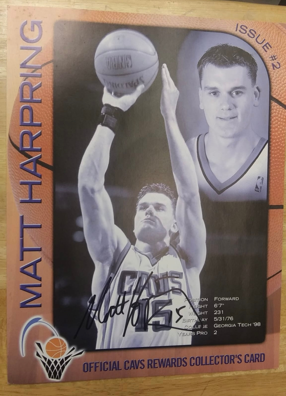 Matt Harpring Cleveland Cavaliers Autographed photo with COA product image 1