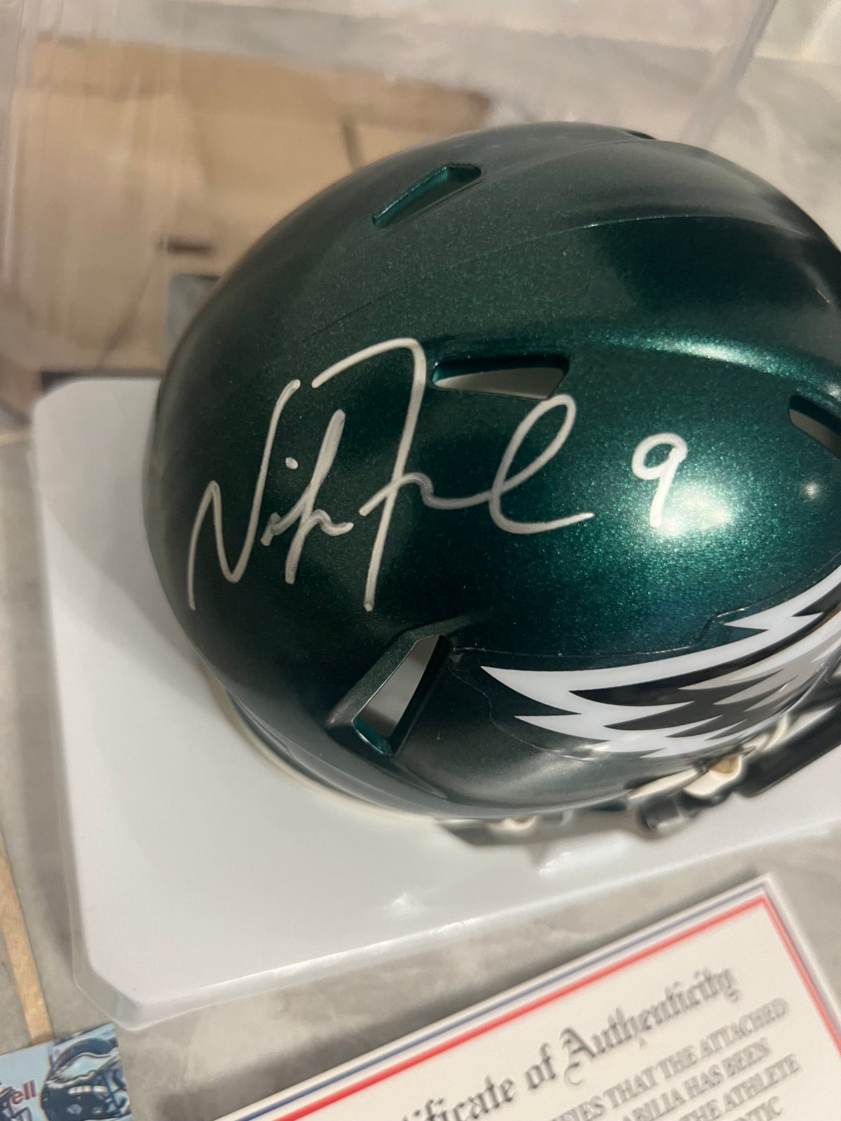 Nick Foles Autographed Philadelphia Eagles Mini Helmet with product image 3