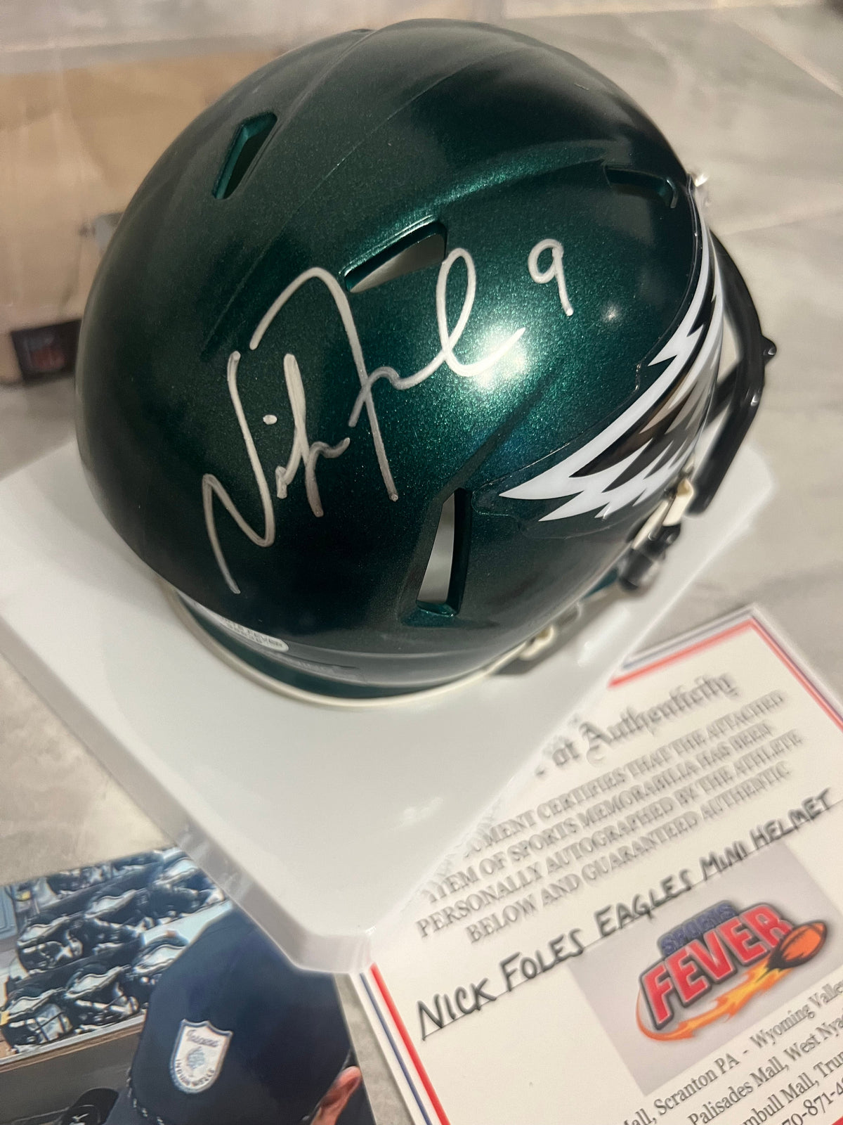 Nick Foles Autographed Philadelphia Eagles Mini Helmet with product image 2
