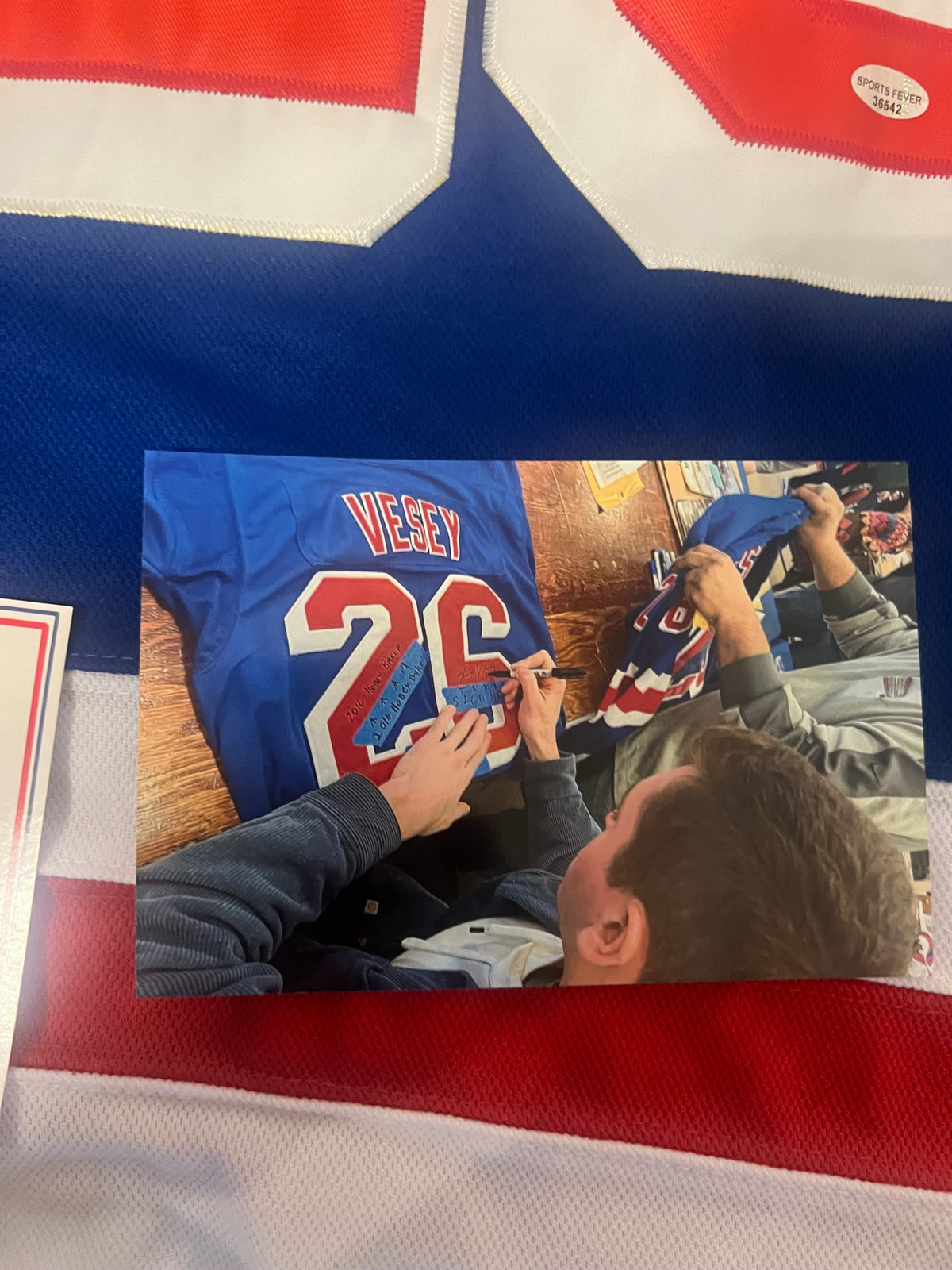 Jimmy Vesey New York Rangers autographed jersey COA Photo product image 4
