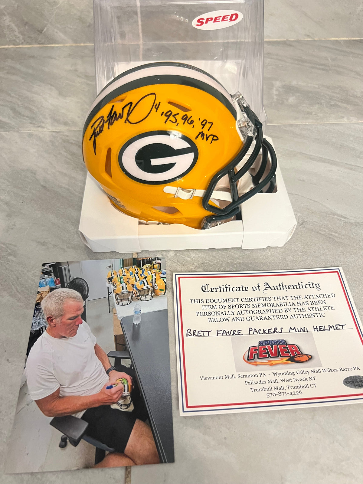 Brett Favre Autographed Green Bay Packers Mini Helmet with product image 1