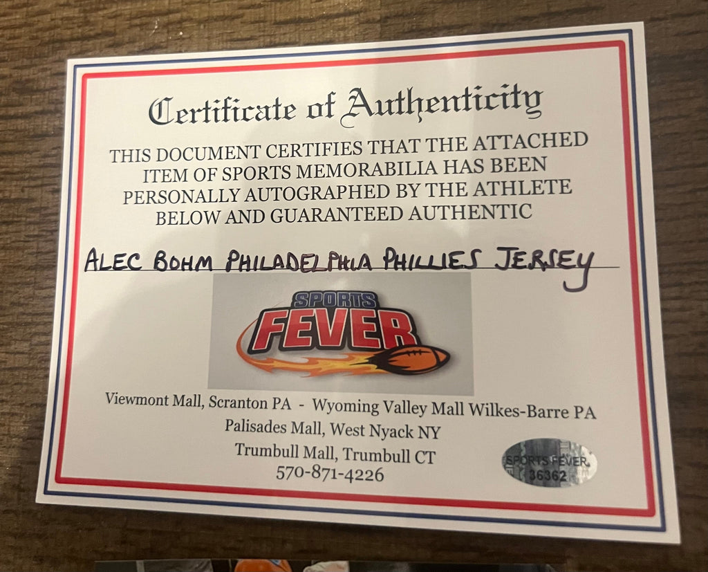 Alec Bohm Philadelphia Phillies autographed jersey COA product image 5