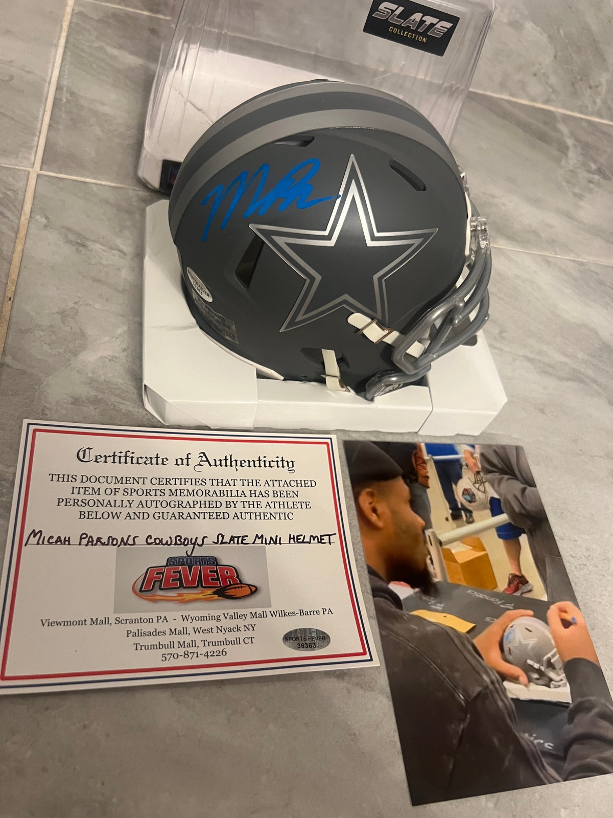Micah Parsons Autographed Dallas Cowboys slate Mini Helmet product image 1