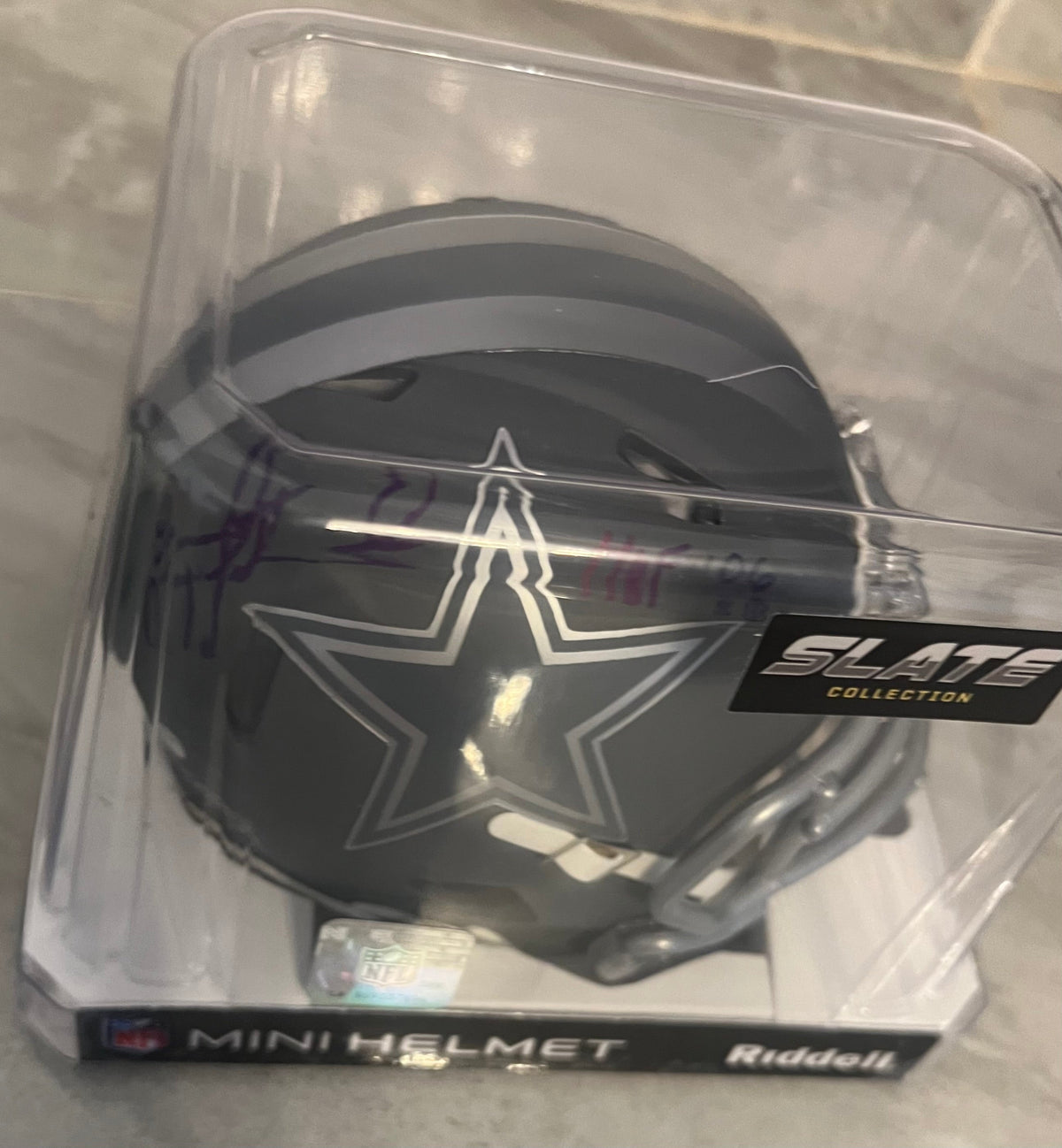 Troy Aikman Autographed Dallas Cowboys Slate Mini Helmet product image 2