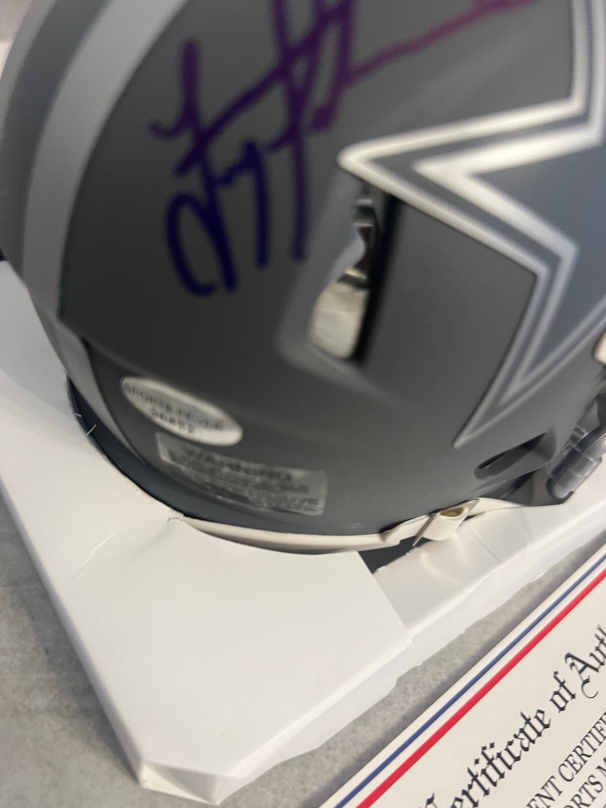 Troy Aikman Autographed Dallas Cowboys Slate Mini Helmet product image 4