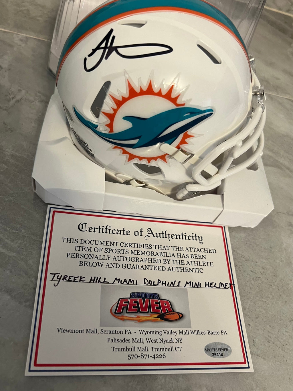 Tyreek Hill Autographed Miami Dolphins Mini Helmet with COA product image 1