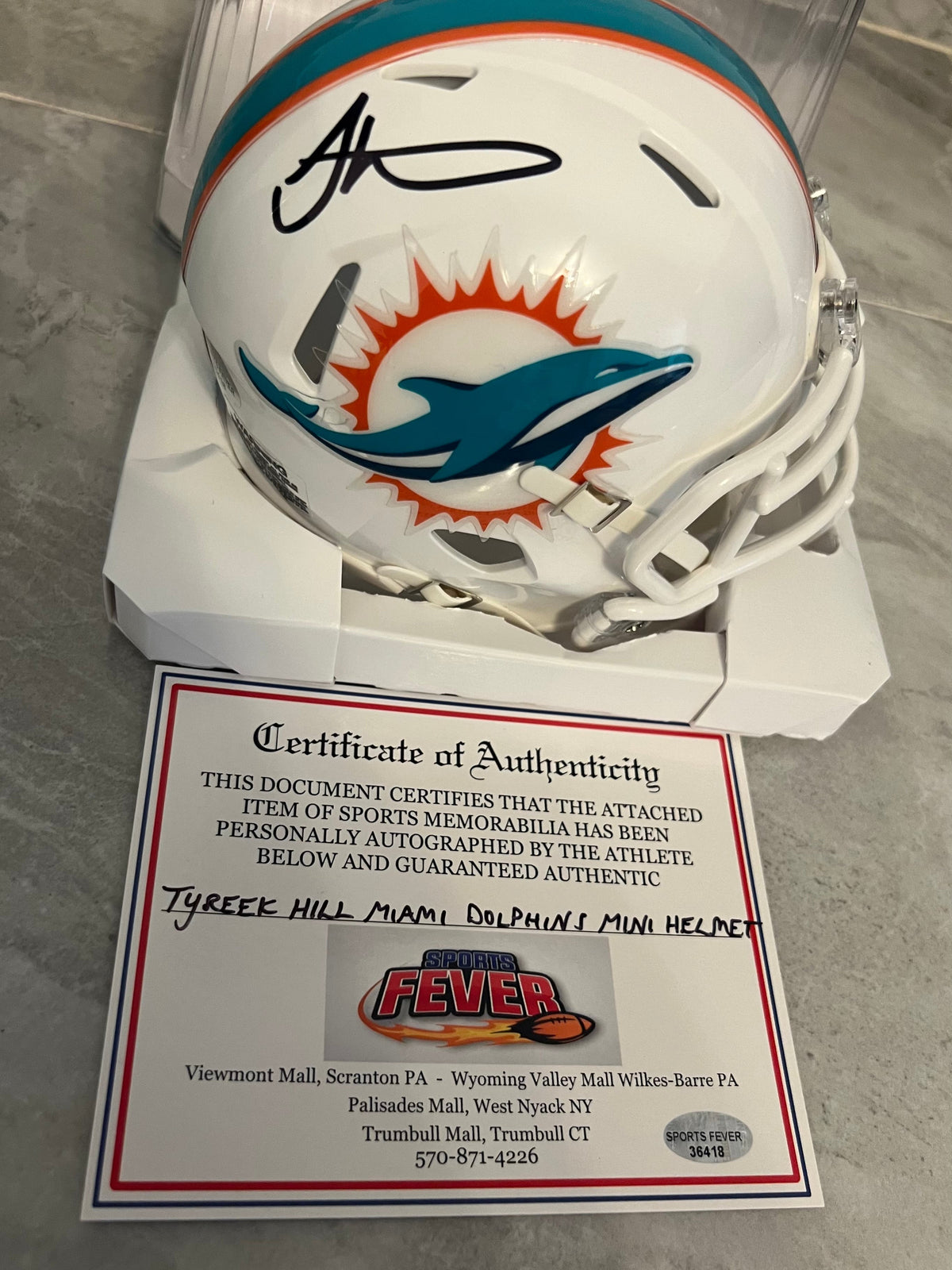 Tyreek Hill Autographed Miami Dolphins Mini Helmet with COA product image 1