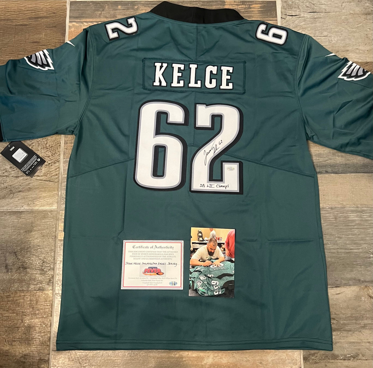 Jason Kelce autographed Philadelphia Eagles GREEN jersey product image 1