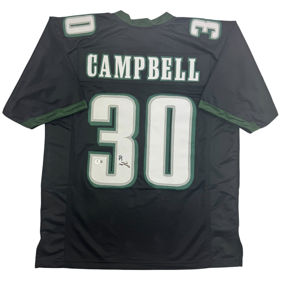 Autographed/Signed Jihaad Campbell Philadelphia Black Football Jersey BAS COA product image 1, provided for visual reference