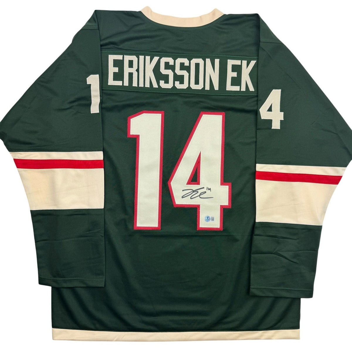 Autographed/Signed Joel Eriksson Ek Minnesota Green Hockey Jersey Beckett COA product image 1, provided for visual reference