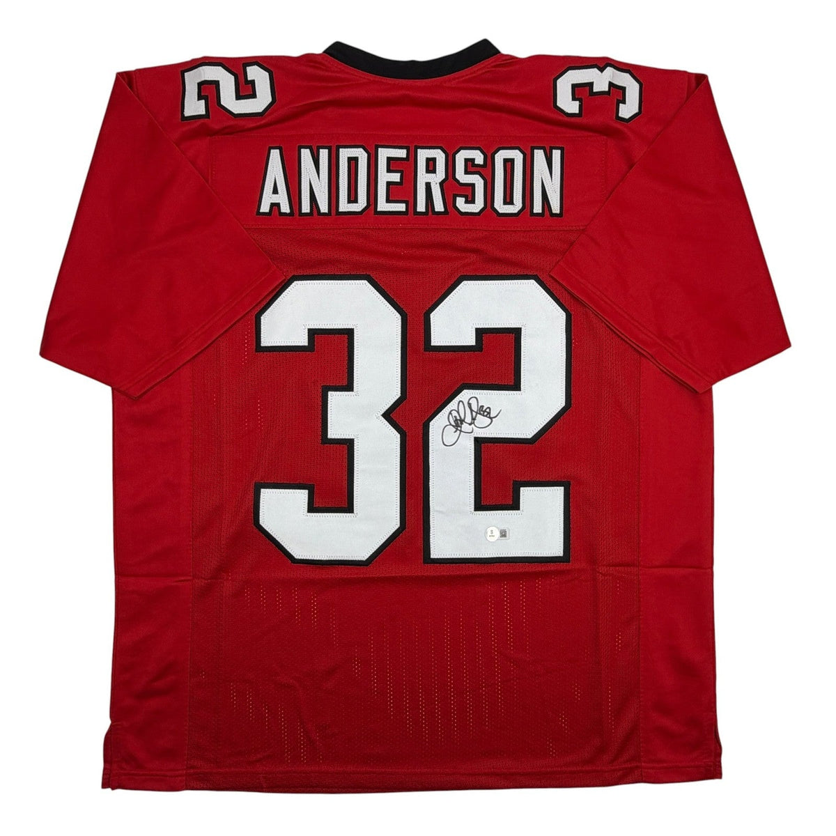 Autographed/Signed Jamal Anderson Atlanta Red Football Jersey Beckett COA product image 1, provided for visual reference and