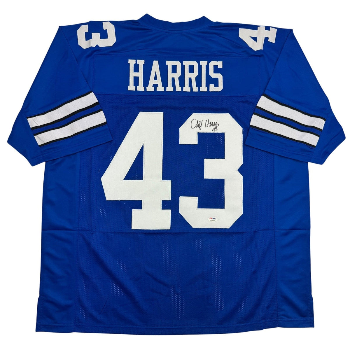 Autographed/Signed Cliff Harris Dallas Blue Football Jersey PSA/DNA COA product image 1, provided for visual reference and